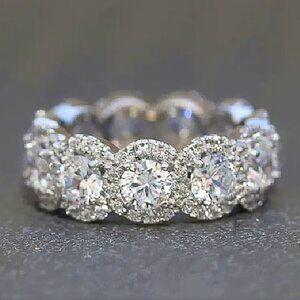 18k White Gold Diamond Eternity Ring Round Cut Diamond Ring Band